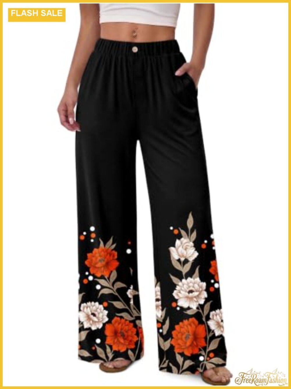 Womens Wide Leg Pants High Waisted Palazzo Trousers Flowy Summer Beach Casual